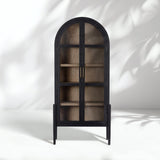 Hattie Wright Mediterranean Glass Door Display Cabinets Wood Living Dining Room Tall Cabinets