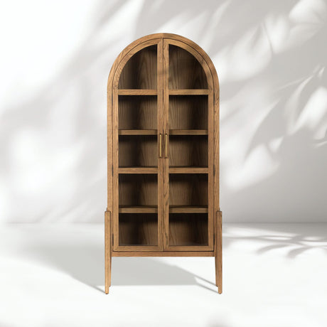 Hattie Wright Mediterranean Glass Door Display Cabinets Wood Living Dining Room Tall Cabinets