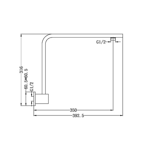 Square Swivel Shower Arm Chrome