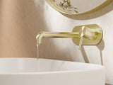 Zen Ss316l Wall Basin/Bath Mixer 185mm Spout Brushed Gold