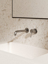 Zen Ss316l Wall Basin/Bath Mixer Separate Back Plate 185mm Spout Graphite