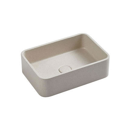 NAGA Rimini Concrete Basin with Matching Pop-up Waste Rectangle White Sandstone