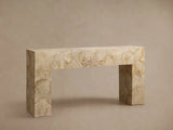 Kalmar Teak Entrance Console Table Hand-pieced Wood Hallway Entryway Table