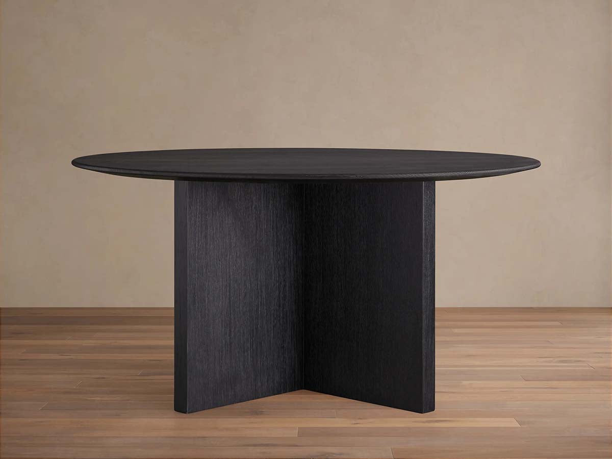 Saint Germain Round Oak Wood Dining Table with Clement Base
