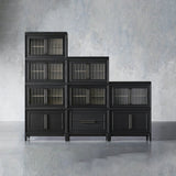 Rowan Modular Wall Unit Storage Tall Display Cabinet Wood Bookcase with Glass Door