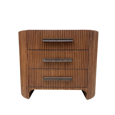Astor Closed Wood Nightside table Nightstand Marble Top bedside Cabinet 3-Drawer Chest