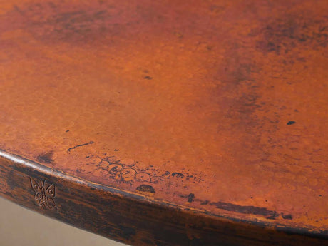 Recycled Metal Round Dining Table Hand-Hammered Top & Black Vertex Iron Base
