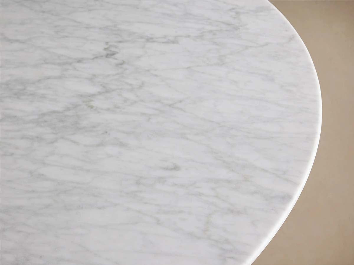 Saint Germain Carrara Marble Top Round Dining Table With Wood Rennes Base