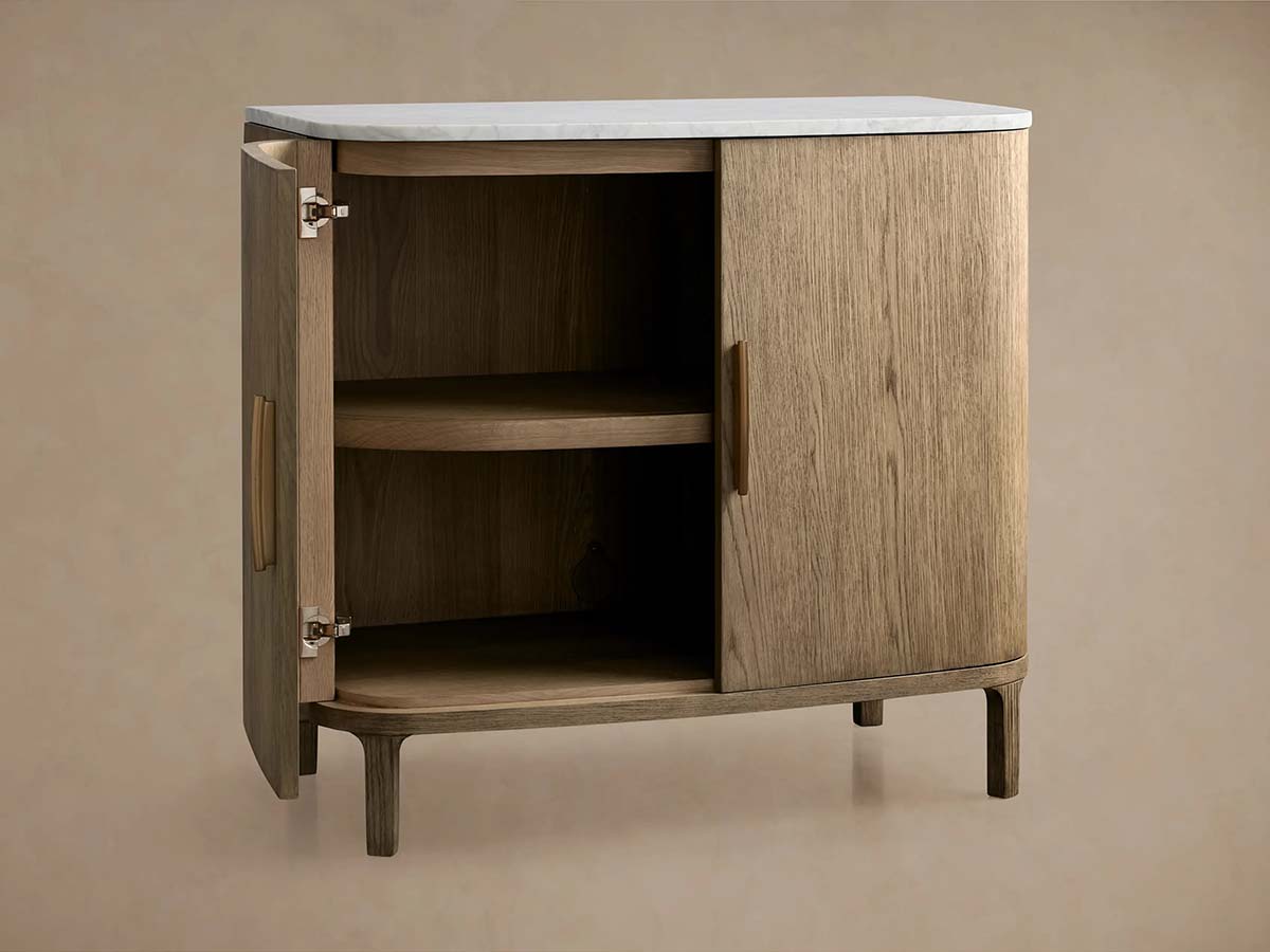 Danny Oak Wood Sideboards Cabinet Marble Top Buffet Cabinet Lockers