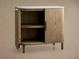 Danny Oak Wood Sideboards Cabinet Marble Top Buffet Cabinet Lockers