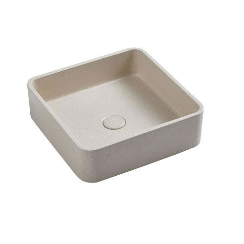 NAGA Aosta Concrete Basin with Matching Pop-up Waste Square White Sandstone