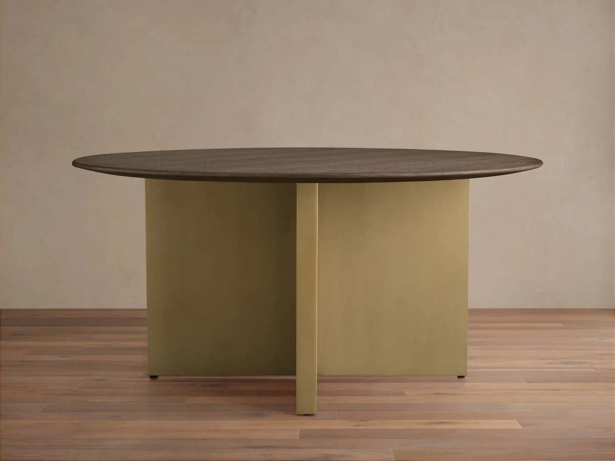 Saint Germain Round Oak Wood Dining Table with Clement Base