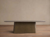 Saint Germain Natural Stone Marble Dining Table with Wood Toulouse Base