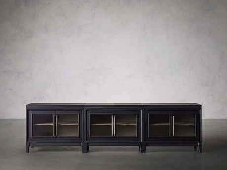 Rowan Modular Glass Door TV Stand Cabinet Mahogany Sideboard Wood Television Storage Unit
