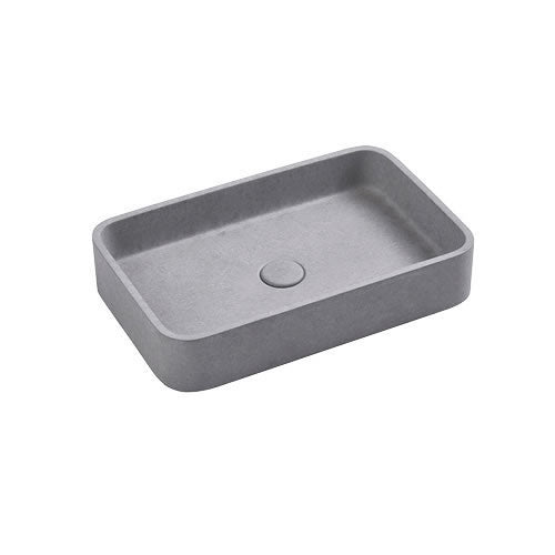 NAGA Cuneo Concrete Basin with Matching Pop-up Waste Rectangle Grey Mist