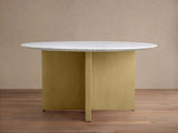 Saint Germain Round Marble Stone Dining Table With Clement Base
