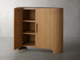 Astor Marble Top Hall Chest Oak Wood Sideboards Reeded Entrance Storage Cabinet