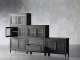 Rowan Wood Modular Wall Unit Mahogany Storage Cabinet with Reeded Glass