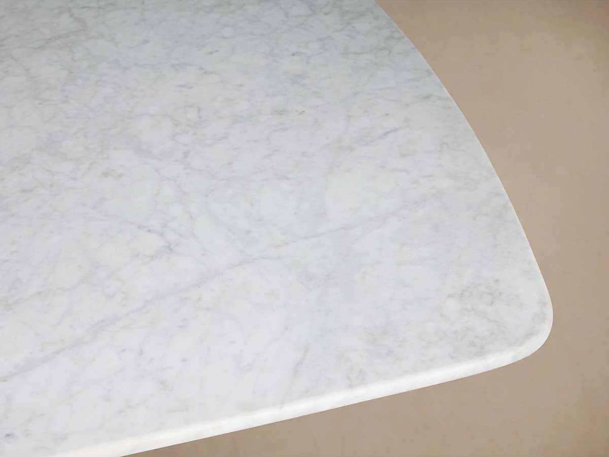 Saint Germain Stone Marble Top Dining Table with Wood Dauphine Base