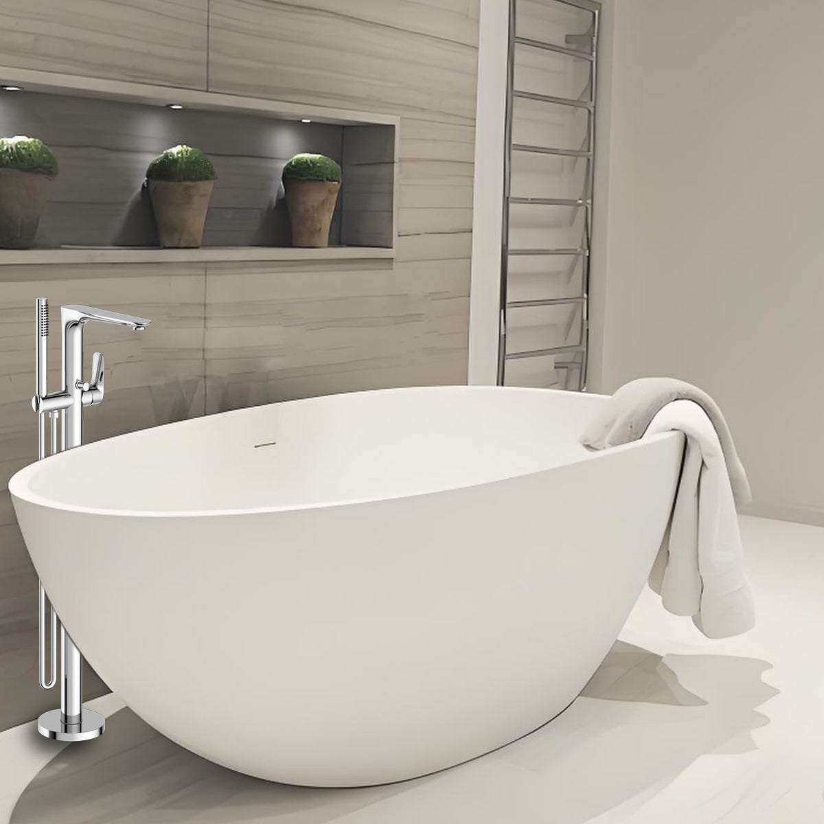 Bianca Freestanding Bath Mixer With Hand Shower Chrome