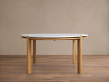Pyet 48" Round Carrara Marble Top Dining Table with Oak Base
