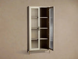 Malone Textured Leather Tall Display Cabinet Wood Storage Cabinet with Glass Doors