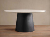 Saint Germain Round Marble Top Dining Table With Wood Toulouse Base