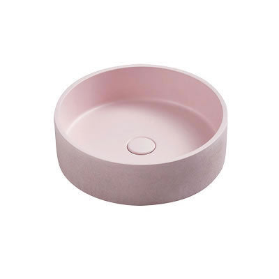 NAGA Perugia Concrete Basin with Matching Pop-up Waste Round Barbie Pink
