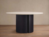 Saint Germain Round Marble Top Dining Table With Wood Dauphine Base