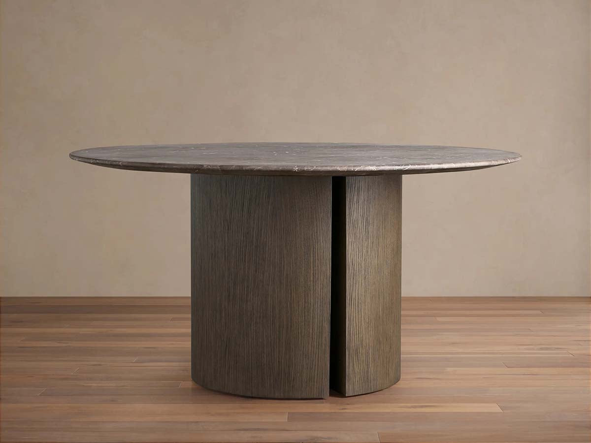 Saint Germain Round Marble Top Dining Table With Wood Dauphine Base