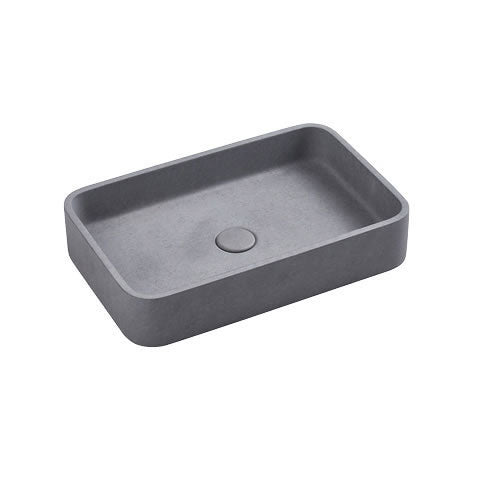 NAGA Cuneo Concrete Basin with Matching Pop-up Waste Rectangle French Grey