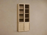 Nason Modular Glass Display Cabinets Oak Wood Tall Cabinets Large Bookcase with Integrated LED Lighting