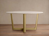 Saint Germain Round Marble Stone Dining Table with Rennes Metal Base