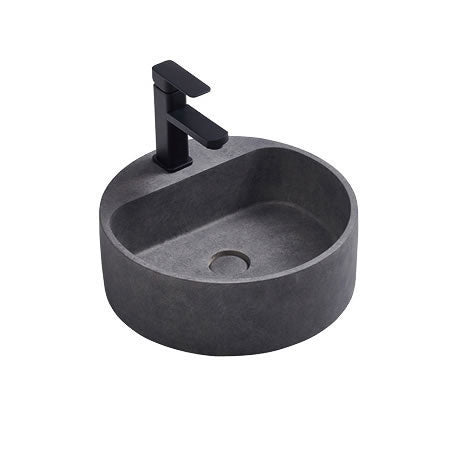 NAGA Burano Concrete Basin with Matching Pop-up Waste Round with 1 Tap Hole Light Charcoal