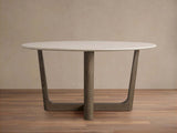 Saint Germain Carrara Marble Top Round Dining Table With Wood Rennes Base