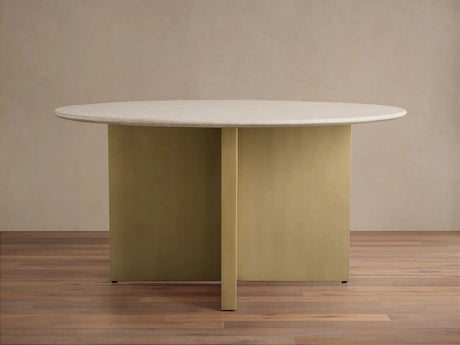 Saint Germain Round Marble Stone Dining Table With Clement Base