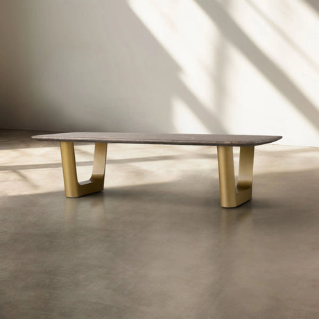 San Germani 72" Carrara marble Top Coffee Table with Rennes Metal Base