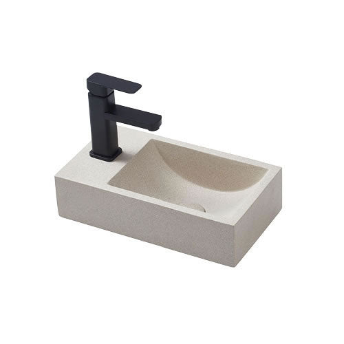 NAGA Spoleto Concrete Basin with Matching Pop-up Waste Rectangle with 1 Tap Hole White Sandstone