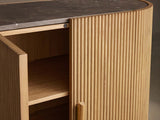 Astor Marble Top Hall Chest Oak Wood Sideboards Reeded Entrance Storage Cabinet