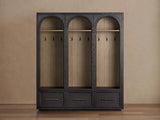 Hattie Oak Wood Entryway Cabinet Storage Tall Cabinet With Hooks