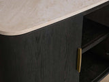Danny Marble Top Sideboard Oak Wood Buffet Buffet Table Cabinet Country Entryways TV Cabinet
