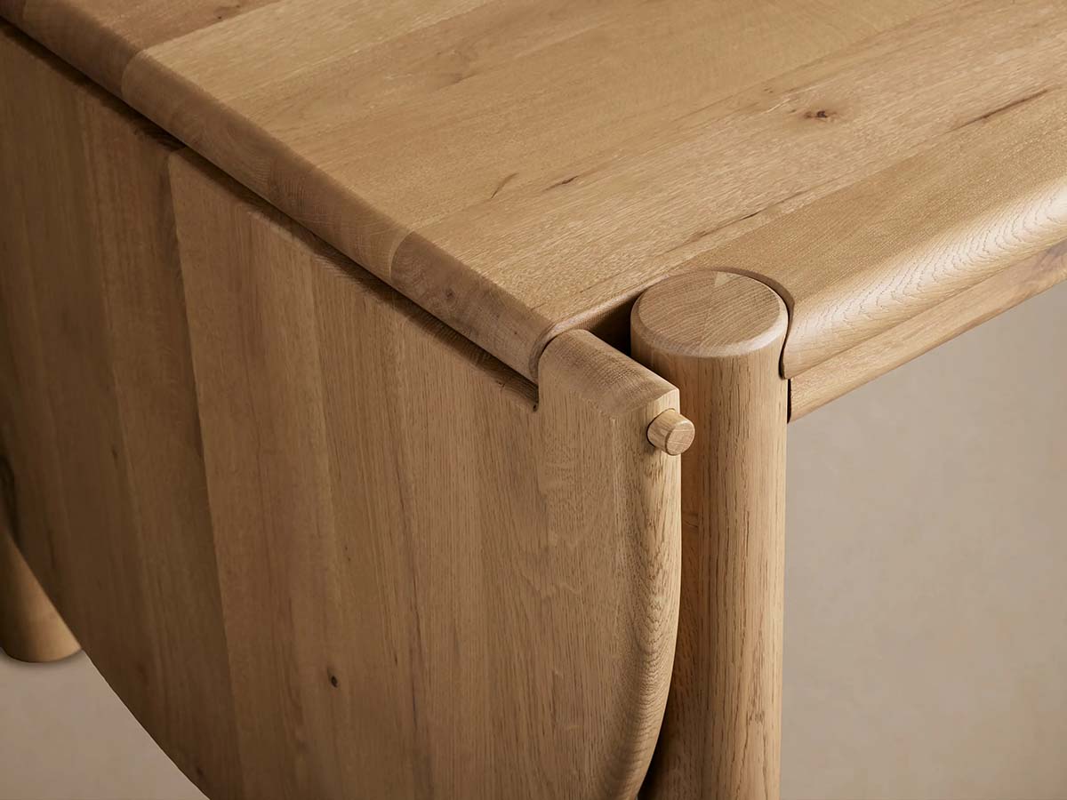 Sulina Wood Extension Dining Table Oak Drop-Leaf Design