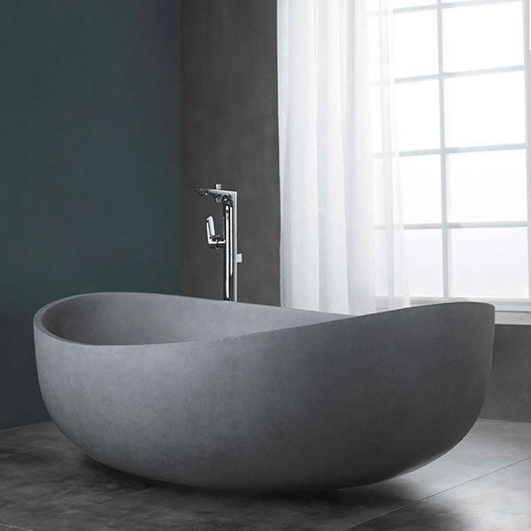 NAGA Genoa Sculpted Irregular Oval Concrete Freestanding Bathtub French Grey
