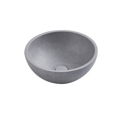 NAGA Trono Concrete Basin with Matching Pop-up Waste Bowl Shape Grey Mist
