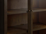 Nason Modular Glass Display Cabinets Oak Wood Tall Cabinets Large Bookcase with Integrated LED Lighting