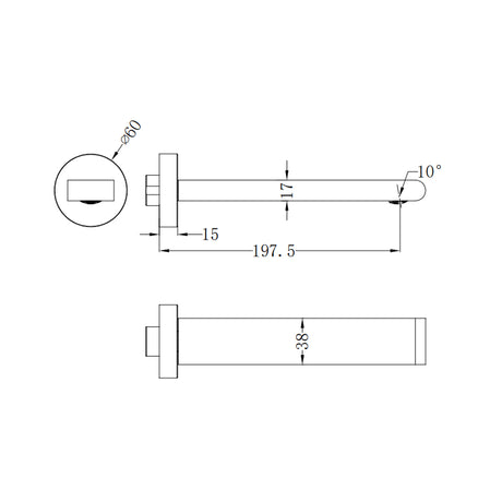 Bianca Fixed Bath Spout Only 200mm Brushed Nickel