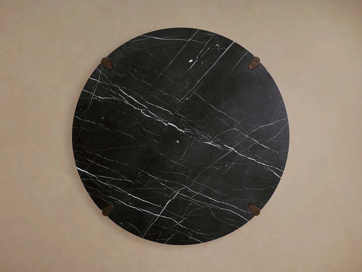 Pyet Round Floating Marble Stone Top Dining Table with Oak Wood Base