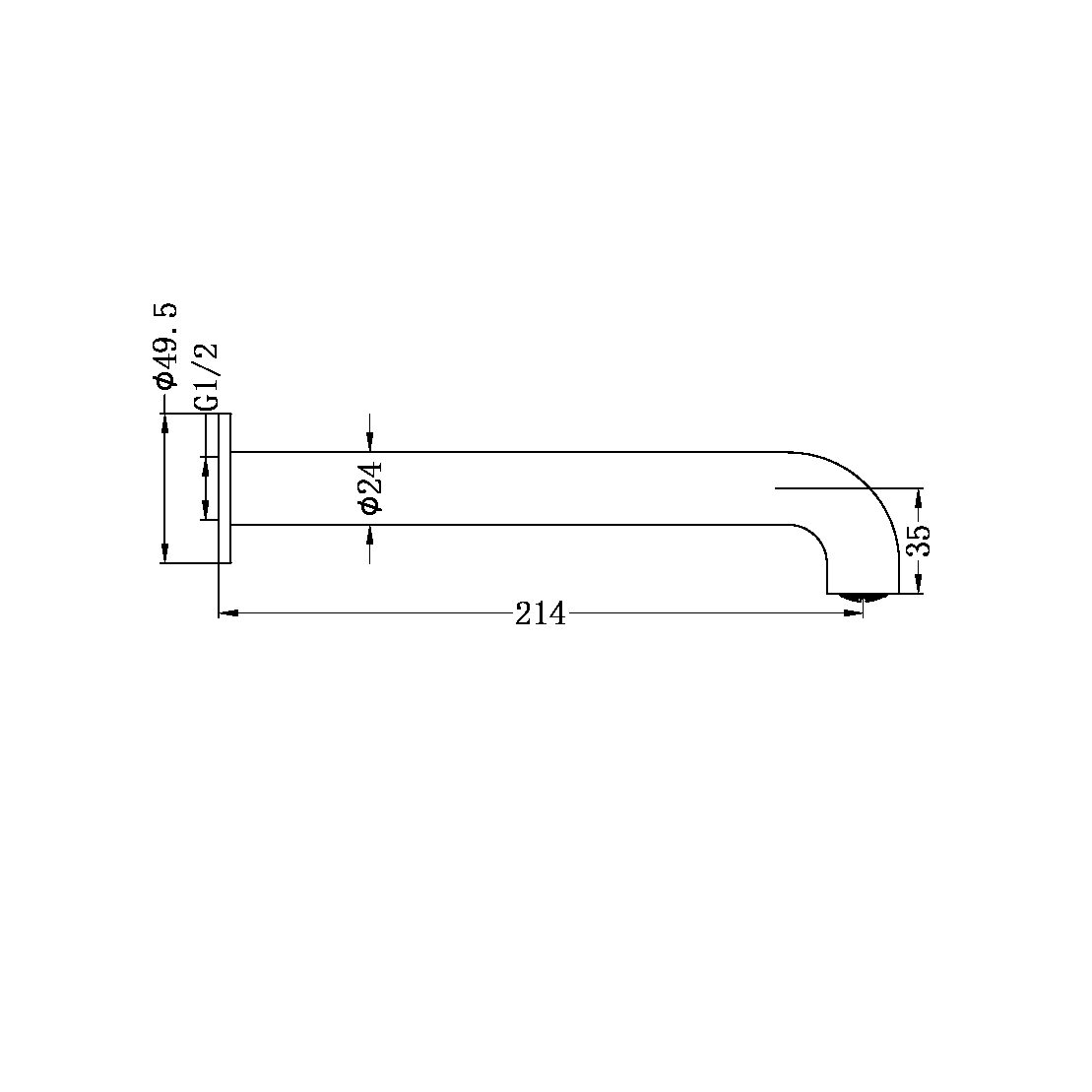 Mecca Basin/Bath Spout Only 215mm Graphite