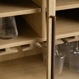 Hattie Wood Low Bar Cabinet Mid-century Modern Oak Wine cabinet