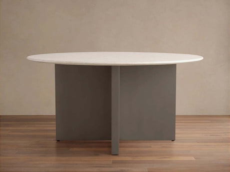 Saint Germain Round Marble Stone Dining Table With Clement Base